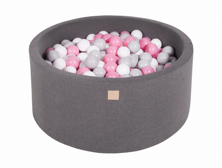 MeowBaby® Suchy Basen 90x40cm z 300 piłkami, Ciemnoszary: szare, białe, jasny róż