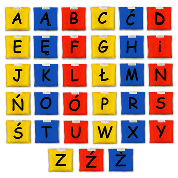 Woreczki gimnastyczne Akson Kolorowy Alfabet ZESTAW LITEREK 3 KOLORY