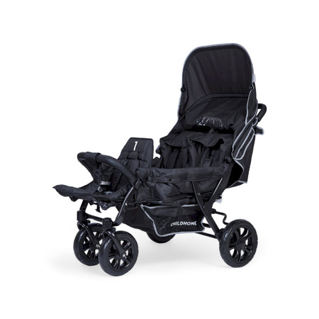 Childhome Wózek trzyosobowy Triplet Black