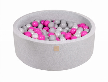 MeowBaby® Suchy Basen 90x30cm z 200 piłkami, Jasnoszary: ciemny róż, szare, biała perła