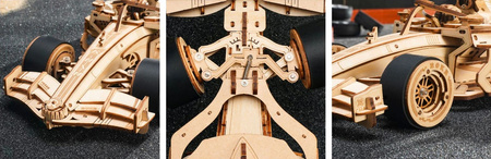 ROBOTIME Składany Drewniany Model Puzzle 3D Samochód Wyścigowy