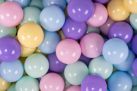 MeowBaby® Piankowy Zestaw do Zabawy Jasnoróżowy + komplet 100 piłeczek: babyblue, miętowe, pastel róż, pastel żółty, wrzosowe