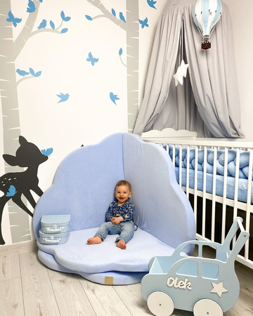 MeowBaby® Mata do Zabawy 160x160cm dla Dziecka Chmurka Składana, Błękitna