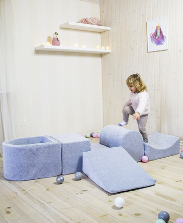 MeowBaby® Piankowy Zestaw do Zabawy z Basenem + 100 piłek do wyboru, Jasnoszary