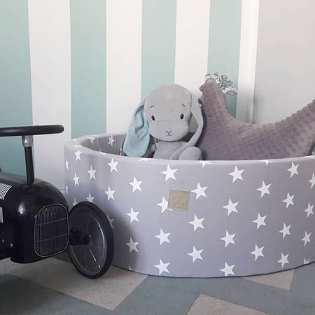 MeowBaby® Suchy Basen z Piłeczkami 200 szt Okrągły, Jasnoszary w Gwiazdki