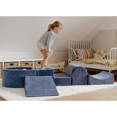 MeowBaby® Piankowy Zestaw do Zabawy Szaroniebieski + komplet 100 piłeczek: białe, szare