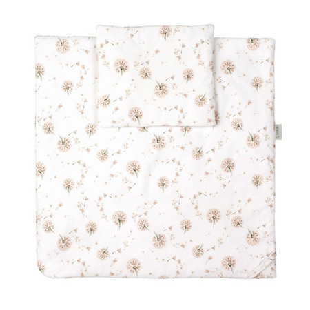 Rożek niemowlęcy 75x75 kołderka i poduszka 2w1 Dmuchawce