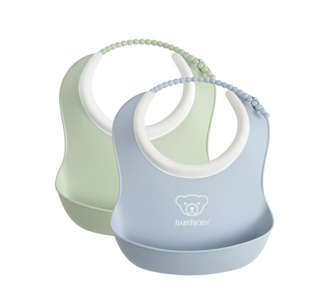 BABYBJORN - 2 małe śliniaczki - Powder Green/ Powder Blue