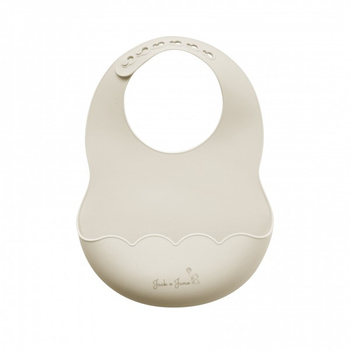 Kremowy śliniak silikonowy z uroczą kieszonką JackOJuno