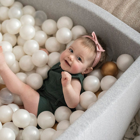 MeowBaby® Suchy Basen z Piłeczkami 200 szt Kwadratowy, Jasnoszary