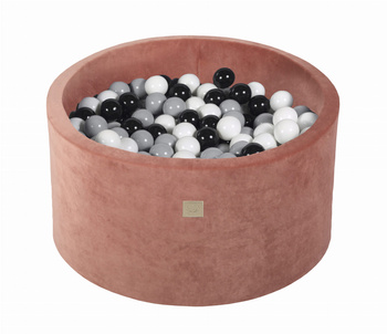 Basen okrągły velvet 40cm czerwień Marsala + 300 piłek: czarne, szare, białe