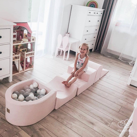 MeowBaby® Piankowy Zestaw do Zabawy z Basenem + 100 piłeczek do wyboru, Jasnoróżowy