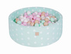 MeowBaby® Suchy Basen 90x30cm z 200 piłkami, Miętowy w Gwiazdki: białe, transparentne, pastelowy róż, beżowe, miętowe