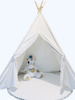 Namiot Tipi biały do zabawy dla dziecka z pomponami