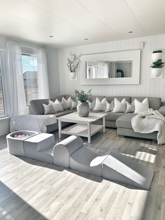 MeowBaby® Piankowy Zestaw do Zabawy z Basenem + 100 piłek do wyboru, Jasnoszary