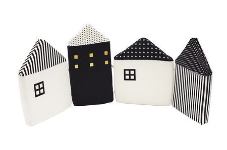 Ochraniacz modułowy Domki do łóżeczka 120x50cm, czarno-biały