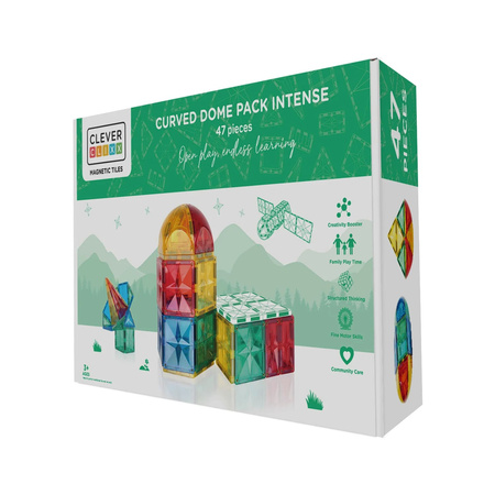 Cleverclixx - Klocki magnetyczne Curved Dome Pack Intense - 47 el.