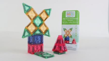 Cleverclixx - Klocki magnetyczne Mini Tiles Pack Pastel 28 el.