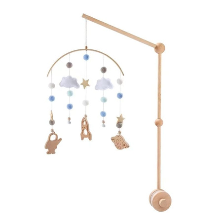 Drewniana karuzela z zawieszkami do łóżeczka dziecięcego