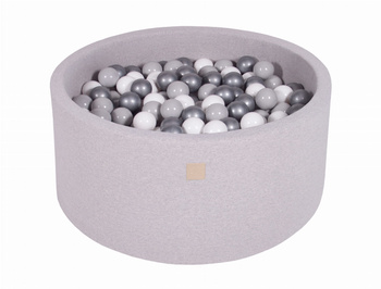 MeowBaby® Suchy Basen 90x40cm z 300 piłkami, Jasnoszary: białe, szare, srebrne