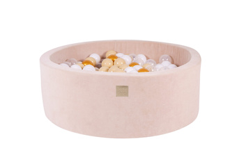 Basen okrągły velvet 30cm ecru + 200 piłek: złote, beżowe, transparentne, białe