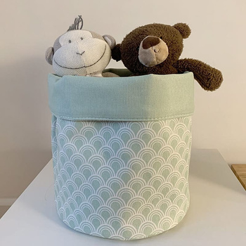 Komplet 2 x kosz pojemnik na zabawki, zielono-biały