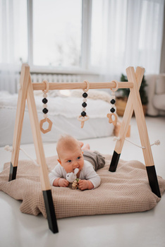 Stojak edukacyjny Baby Gym, drewniana siłownia, czarny