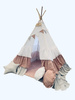 Namiot Tipi z Pudrowymi Falbanami z muślinu do zabawy dla dziecka
