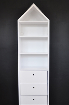 Niski biały Regał z szufladami i półkami , idealne meble na poddasze