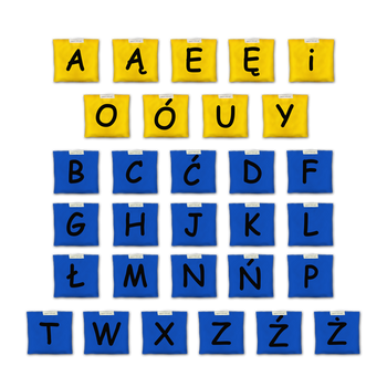 Woreczki gimnastyczne Akson Kolorowy Alfabet Zestaw Samogłoski i Spółgłoski