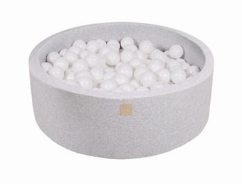 MeowBaby® Suchy Basen 90x30cm z 200 piłkami, Jasnoszary: białe