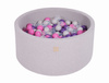 MeowBaby® Suchy Basen 90x40cm z 300 piłkami, Jasnoszary: ciemny róż, fioletowe, transparentne, szare