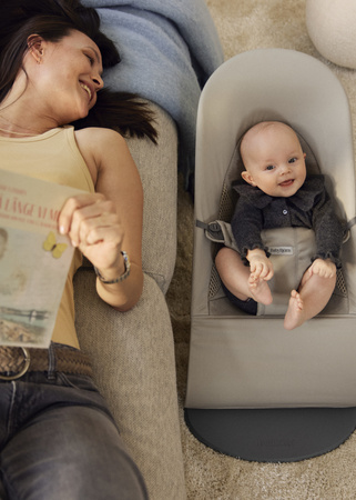 BABYBJORN - leżaczek BALANCE SOFT WOVEN/JERSEY Tri Fabric, Piaskowoszary