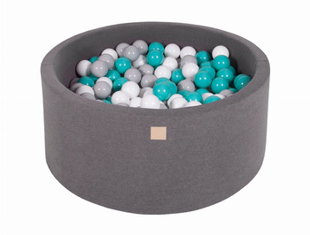 MeowBaby® Suchy Basen 90x40cm z 300 piłkami, Ciemnoszary: turkusowe, szare, białe