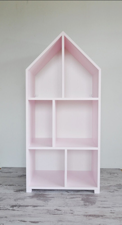 futurystyczny regał szary z półkami w kształcie domku, we made it