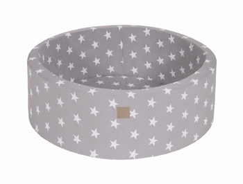 MeowBaby® Suchy Basen Okrągły bez Piłeczek - Szary w Gwiazdki