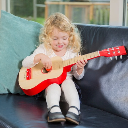 New Classic Toys Gitara de Luxe naturalna/czerwona