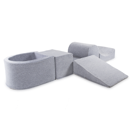 MeowBaby® Piankowy Zestaw do Zabawy z Basenem + 100 piłek do wyboru, Jasnoszary