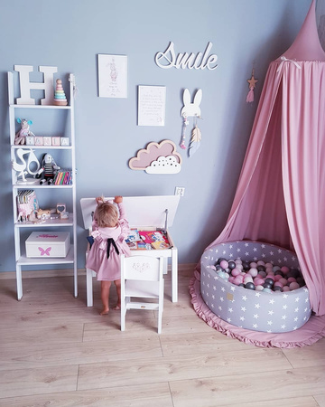 MeowBaby® Suchy Basen z Piłeczkami 200 szt Okrągły, Jasnoszary w Gwiazdki