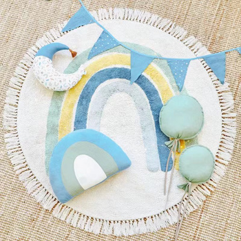 Okrągły Dywanik Tęcza do pokoju dziecięcego 100x100