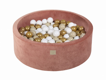 Basen okrągły velvet 30cm czerwień Marsala + 200 piłek: białe, beżowe, złote