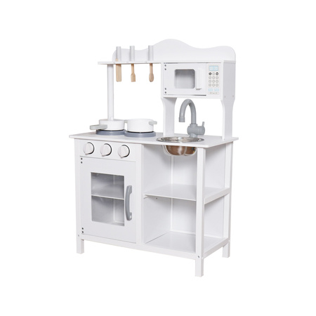 Drewniana kuchnia z akcesoriami dla dziecka, kolor biały