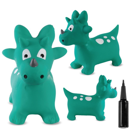 Skoczek gumowy dla dzieci DINO 59 cm zielony do skakania z pompką