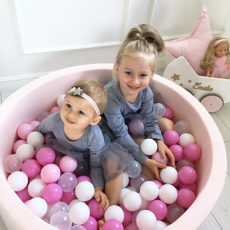 MeowBaby® Suchy Basen z Piłeczkami 200 szt Okrągły, Pudrowy Róż