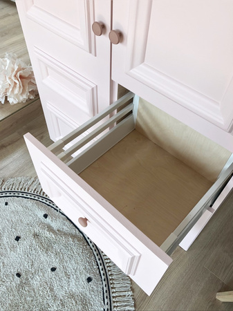 Różowa szafa z szufladami ,ponadczasowa garderoba dla dzieci Frankie