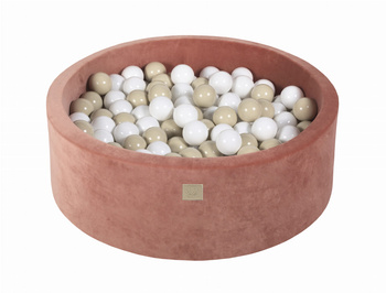 Basen okrągły velvet 30cm czerwień Marsala + 200 piłek: białe, beżowe