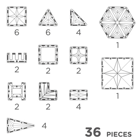 Cleverclixx - Klocki magnetyczne Petite Pastel Pack - 36 el.