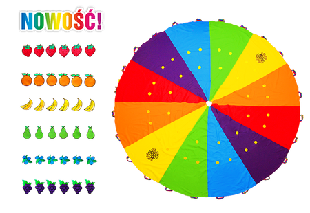 Chusta Edukacyjna AKSON 3m Zestaw małe koła + 36 owoców
