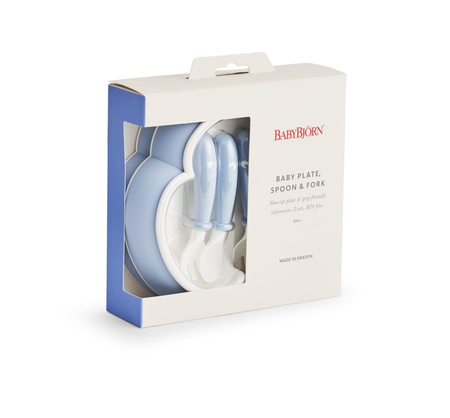 BABYBJORN - talerzyki ze sztućcami - Powder Blue