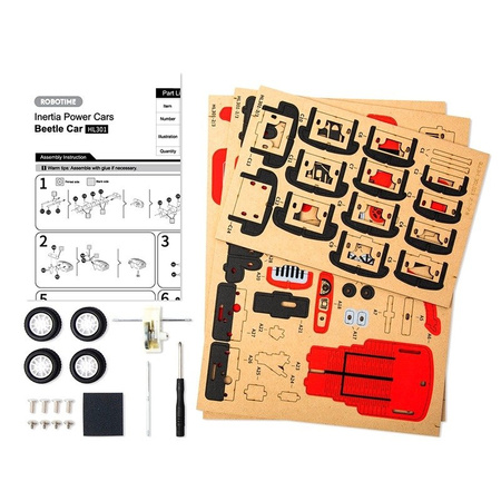 ROBOTIME Drewniane Puzzle 3D - Ruchomy Samochód Beetle